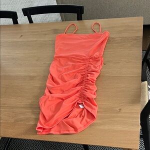 Susana Monaco mini dress with ruching in Bright Orange